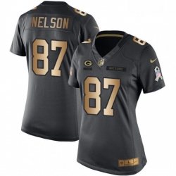 Womens Nike Green Bay Packers 87 Jordy Nelson Limited BlackGold Salute to Service NFL Jersey