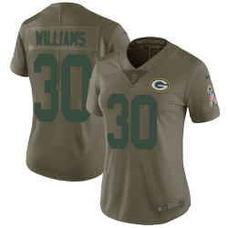 Womens Nike Packers #30 Jamaal Williams Olive  Stitched NFL Limited 2017 Salute to Service Jersey