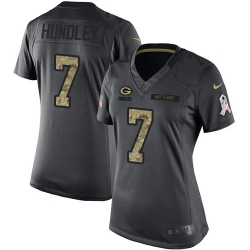 Womens Nike Packers #7 Brett Hundley  Limited Black 2016 Salute to Service NFL Jersey