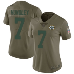 Womens Nike Packers #7 Brett Hundley  Limited Olive 2017 Salute to Service NFL Jersey