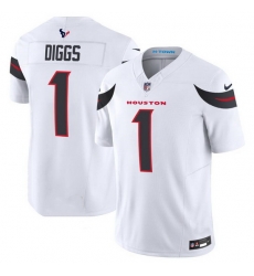 Men Houston Texans 1 Stefon Diggs White 2024 Vapor F U S E  Limited Stitched Jersey