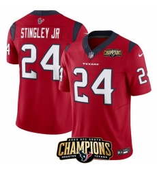 Men Houston Texans 24 Derek Stingley Jr  Red 2023 F U S E  AFC South Champions Patch Vapor Untouchable Limited Stitched Football Jersey