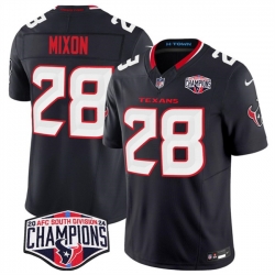 Men Houston Texans 28 Joe Mixon Navy F U S E  2024 AFC South Division Champions Vapor Limited Stitched Football Jersey