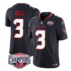 Men Houston Texans 3 Tank Dell Navy F U S E  2024 AFC South Division Champions Vapor Limited Stitched Football Jersey