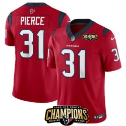 Men Houston Texans 31 Dameon Pierce Red 2023 F U S E  AFC South Champions Patch Vapor Untouchable Limited Stitched Football Jersey