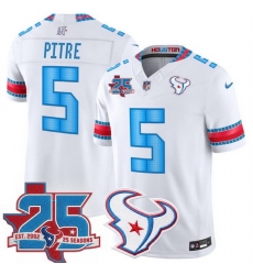 Men Houston Texans 5 Jalen Pitre White 2026 25th Anniversary Patch F U S E  HOUSTON US Rivalries Collection Limited Stitched Football Jersey