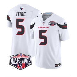 Men Houston Texans 5 Jalen Pitre White F U S E  2024 AFC South Division Champions Vapor Limited Stitched Football Jersey