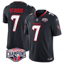 Men Houston Texans 7 C J  Stroud Navy F U S E  2024 AFC South Division Champions Vapor Limited Stitched Football Jersey