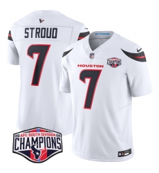 Men Houston Texans 7 C J  Stroud White F U S E  2024 AFC South Division Champions Vapor Limited Stitched Football Jersey