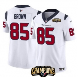 Men Houston Texans 85 Noah Brown White 2023 F U S E  AFC South Champions Patch Vapor Untouchable Limited Stitched Football Jersey