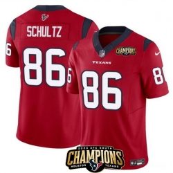 Men Houston Texans 86 Dalton Schultz Red 2023 F U S E  AFC South Champions Patch Vapor Untouchable Limited Stitched Football Jersey