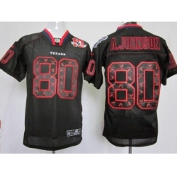 Nike Houston Texans 80 Andre Johnson Black Elite Lights Out W 10th Patch NFL Jersey