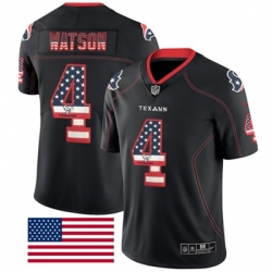 Nike Texans #4 Deshaun Watson Black Mens Stitched NFL Limited Rush USA Flag Jersey