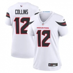 Women Houston Texans 12 Nico Collins White 2024 2nd Alternate F U S E Vapor Stitched Jersey