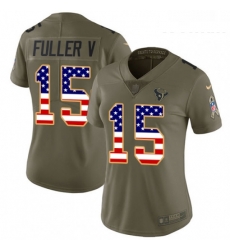 Womens Nike Houston Texans 15 Will Fuller V Limited OliveUSA Flag 2017 Salute to Service NFL Jersey