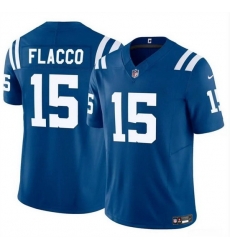 Men Indianapolis Colts 15 Joe Flacco Blue 2024 F U S E  Vapor Limited Stitched Football Jersey