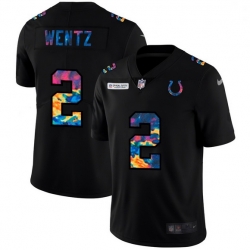 Men Indianapolis Colts 2 Carson Wentz Men Nike Multi Color Black 2020 NFL Crucial Catch Vapor Untouchable Limited Jersey