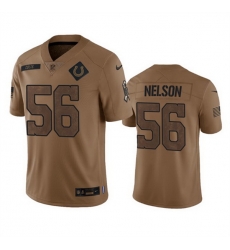 Men Indianapolis Colts 56 Quenton Nelson 2023 Brown Salute To Sertvice Stitched Football Jersey