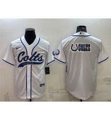 Men Indianapolis Colts White Team Big Logo With Patch Cool Base Stitched Baseball Jersey