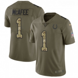 Men Nike Indianapolis Colts 1 Pat McAfee Limited OliveCamo 2017 Salute to Service NFL Jersey