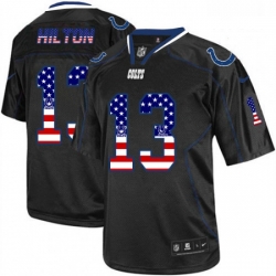 Men Nike Indianapolis Colts 13 TY Hilton Elite Black USA Flag Fashion NFL Jersey