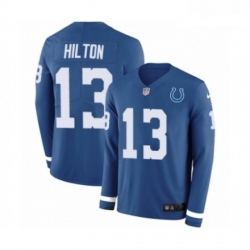 Men Nike Indianapolis Colts 13 TY Hilton Limited Blue Therma Long Sleeve NFL Jersey