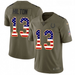 Men Nike Indianapolis Colts 13 TY Hilton Limited OliveUSA Flag 2017 Salute to Service NFL Jersey