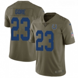 Men Nike Indianapolis Colts 23 Frank Gore Limited Olive 2017 Salute to Service NFL Jersey