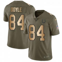 Men Nike Indianapolis Colts 84 Jack Doyle Limited OliveGold 2017 Salute to Service NFL Jersey