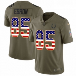 Men Nike Indianapolis Colts 85 Eric Ebron Limited OliveUSA Flag 2017 Salute to Service NFL Jersey