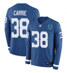 Nike Colts 38 T J  Carrie Royal Blue Team Color Men Stitched NFL Limited Therma Long Sleeve Jersey