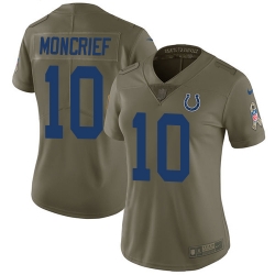 Nike Colts #10 Donte Moncrief Olive Womens Stitched NFL Limited 2017 Salute to Service Jersey