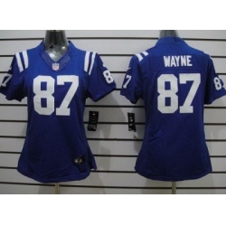 Women Nike Indianapolis Colts 87 Reggie Wayne Blue LIMITED NFL Jerseys