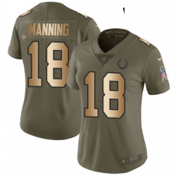 Womens Nike Indianapolis Colts 18 Peyton Manning Limited OliveGold 2017 Salute to Service NFL Jersey