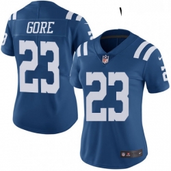 Womens Nike Indianapolis Colts 23 Frank Gore Limited Royal Blue Rush Vapor Untouchable NFL Jersey