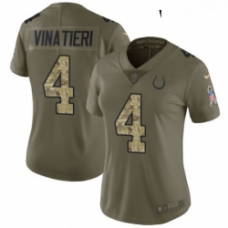 Womens Nike Indianapolis Colts 4 Adam Vinatieri Limited OliveCamo 2017 Salute to Service NFL Jersey