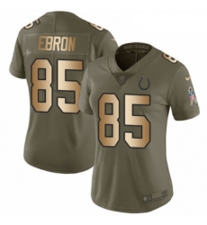 Womens Nike Indianapolis Colts 85 Eric Ebron Limited OliveGold 2017 Salute to Service NFL Jersey