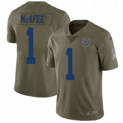 Youth Nike Indianapolis Colts 1 Pat McAfee Limited Olive 2017 Salute to Service NFL Jersey