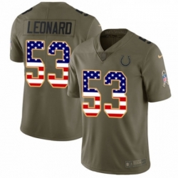 Youth Nike Indianapolis Colts 53 Darius Leonard Limited OliveUSA Flag 2017 Salute to Service NFL Jersey