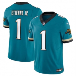 Men Jacksonville Jaguars 1 Travis Etienne JR Teal 2024 F U S E  Prowler Throwback Vapor Limited Stitched Football Jersey