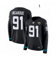 Womens Nike Jacksonville Jaguars 91 Yannick Ngakoue Limited Black Therma Long Sleeve NFL Jersey