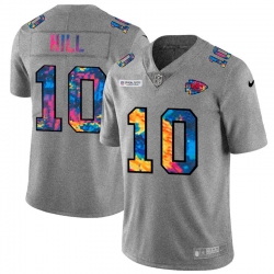 Kansas City Chiefs 10 Tyreek Hill Men Nike Multi Color 2020 NFL Crucial Catch NFL Jersey Greyheather