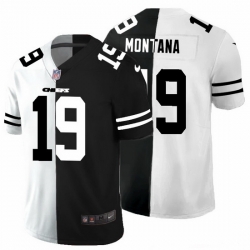 Kansas City Chiefs 19 Joe Montana Men Black V White Peace Split Nike Vapor Untouchable Limited NFL Jersey