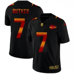 Kansas City Chiefs 7 Harrison Butker Men Black Nike Red Orange Stripe Vapor Limited NFL Jersey