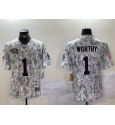 Men Kansas City Chiefs 1 Xavier Worthy 2024 F U S E Arctic Camo Salute To Service Limited Stitched Football Jerseys