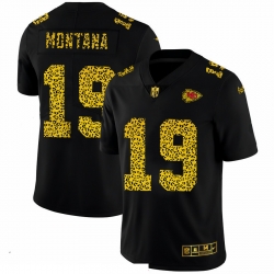 Men Kansas City Chiefs 19 Joe Montana Men Nike Leopard Print Fashion Vapor Limited NFL Jersey Black