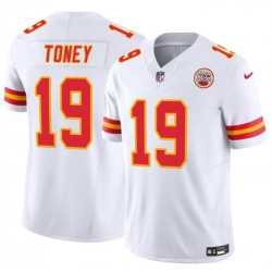 Men   Kansas City Chiefs 19 Kadarius Toney White 2023 F U S E  Vapor Untouchable Limited Stitched Jersey