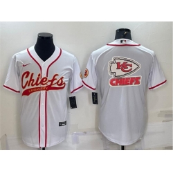 Men Kansas City Chiefs White Team Big Logo With Patch Cool Base Stitched Baseball Jersey