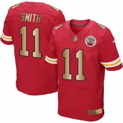 Men Nike Kansas City Chiefs 11 Alex Smith Elite RedGold Team Color NFL Jersey