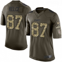 Men Nike Kansas City Chiefs 87 Travis Kelce Limited Green Salute to Service NFL Jersey